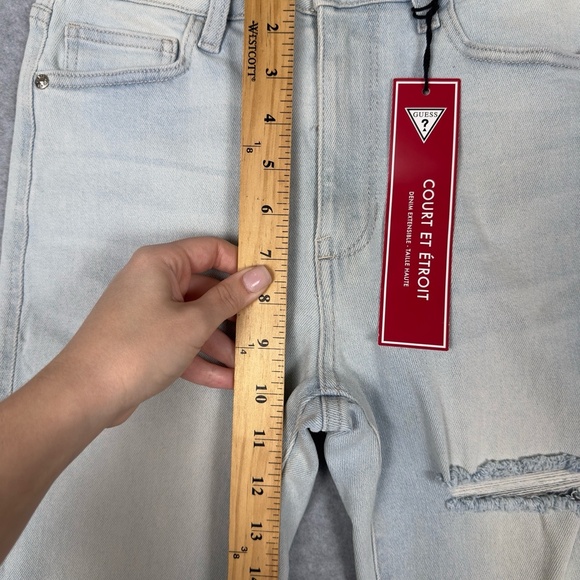 NWT GUESS Jeans Womens 25 Aurora Slashed Slim Straight Light Wash High Rise Blue - Picture 6 of 16